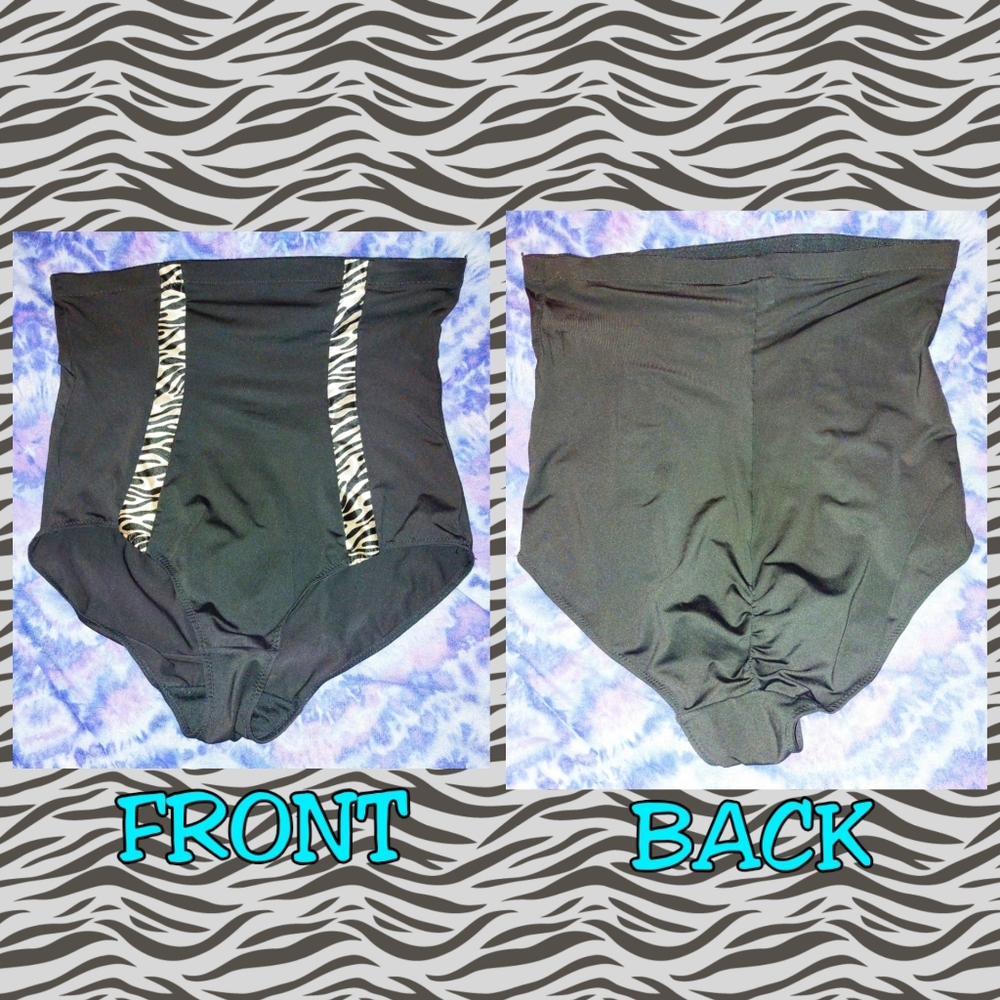 Torrid brand Black & Cream Zebra Print Striped Hi-Waist Shaper Brief 1|1X|14/16 - Picture 2 of 9